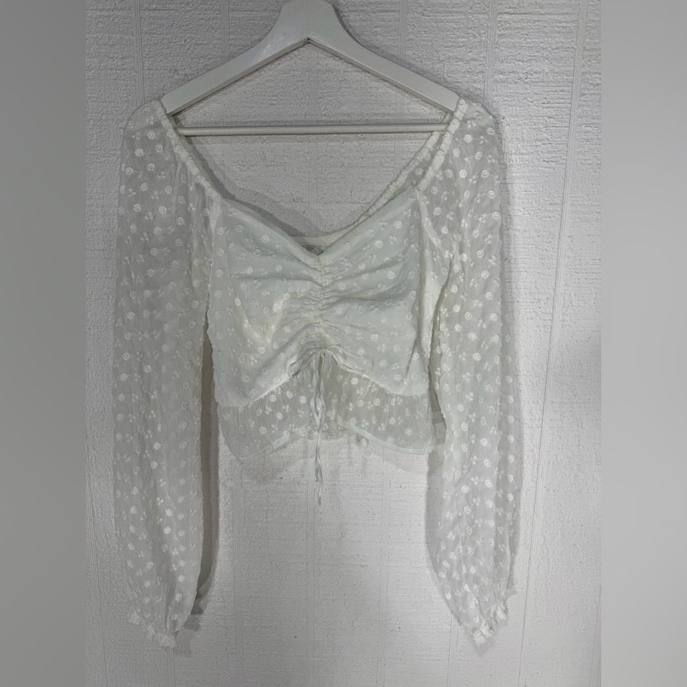 NWOT Hollister white floral dot blouse size XS